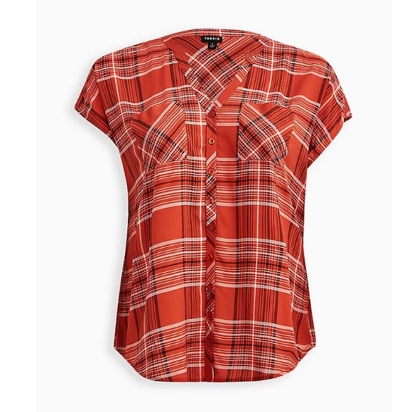 Torrid Challis Button-Front Dolman Sleeve Top - Picture 2 of 15